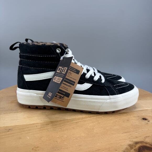 Vans Sk8‑Hi MTE‑1 Womens Size 9 Leopard Lined Black Suede High Top Sneakers NWOB - Picture 1 of 9